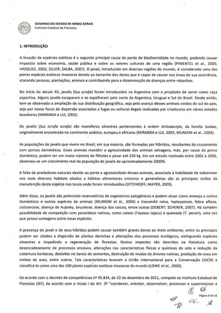 IEF normatiza controle de javalis em UC's em MG