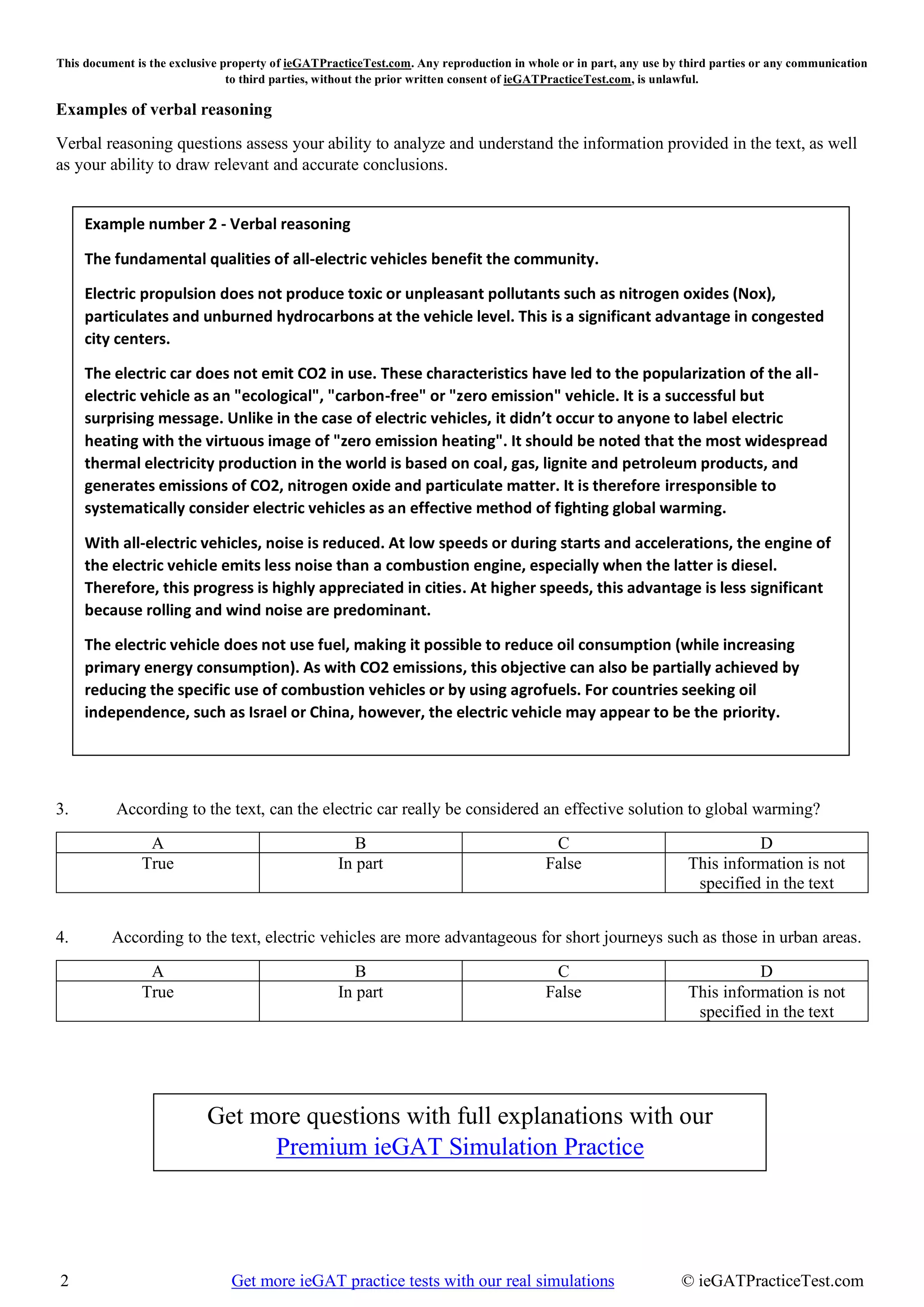 ieGAT Practice Test Sample Simulation For Free to Print | PDF