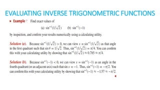EVALUATING INVERSE TRIGONOMETRIC FUNCTIONS