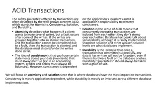 Acid Transactions Sql Code Designing data intensive applications | PPTX