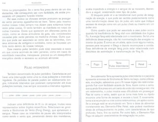 144 PULSOLOGIA
tristes ou preocupados. Se o vento fica preso dentro de um dos
elementos, não conseguindo sair com facilidade, ele acaba pro-
vocando um pequeno furacão interior.
Por esse motivo os chineses sempre procuram se proteger
do vento perverso agasalhando-se bem. Talvez pelo mesmo
motivo nossas mães sempre nos diziam para evitarmos tomar
vento pelas costas. O vento também se manifesta no corpo de
outras maneiras. Dores que aparecem em diferentes partes do
corpo, como as dores articulares da gota, são consideradas
causadas pelo vento perverso na medicina chinesa. Outro qua-
dro que pode ser associado ao vento são as labirintites, com
seus sintomas de vertigens e zumbidos, como se houvesse um
forte vento dentro de nossas cabeças.
Esse mesmo pulso também pode estar associado a casos
em que ocorra acúmulo de calor perverso, como em casos de
esterilidade masculina, menopausa precoce ou um desequilíbrio
energético devido a excessos ou acúmulo alimentar.
PULSO INTERMITENTE
Também denominado de pulso periódico. Caracteriza-se por
haver uma interrupção entre uma ou duas pulsações a intervalos
regulares. Os períodos de parada podem ser relativamente lon-
gos, indicando intervalos que poderiam compreender até duas
pulsações normais, mas sempre ocorrendo a intervalos regulares.
pulso - pulso - pausa - pausa - pulso -pulso - pausa - pausa - ..........
Indicam uma deficiência de Ki ou de sangue, muitas vezes
representados sobre órgãos específicos. Relacionam-se geral-
mente a Síndromes de Vento (Fong Zheng), que aprisionam o
sangue. Nesse caso os intervalos de pausa são interpretados
como sendo o vento que, penetrando dentro dos meridianos,
VARIAÇÓESBÁSICAS 145
acaba impedindo a energia e o sangue de se moverem, liberan-
do-o a seguir, ocasionando esse tipo de pulso.
O bloqueio pode vira se transformarnum ponto de estag-
nação de energia, o que pode ser sentido posteriormente como
uma transformação desse tipo de pulso em outro que indique
excesso de energia como em um pulso cheio ou mesmo em um
pulso oco.
Outro quadro que pode ser associado a esse pulso ocorre
quando há insuficiência do Yangvital com debilidade dos órgãos
Fu. A energia Yangestá relacionada com o movimento. Se há uma
deficiência dessa energia, não há movimentação das energias no
interior do pulso. É como se um atleta, após correr alguns metros,
parasse para recuperar o fôlego e depois recomeçasse a corrida.
Essa deficiência da energia Yang pode estar relacionada com
distúrbios de assimilação e transformação de Ying Ki.
...+~~ ~ ~ ...+
Terra:
Pulso intermitente
Se o elemento Terraapresenta pulso intermitente e o paciente
apresenta sintomas de Síndrome de Vento no baço, como cólicas,
azia, eructação; saberemos que o Kinesse órgão não está conse-
guindo fluircom facilidade através de Terra. Assim como o vento,
que quando ficapreso em um canto de onde não consegue sair,cria
um redemoinho, o pulso mostra essa dificuldade em prosseguir.
Mas tal como o vento, assim que se torna mais forte ou rápido
encontra uma forma de escapar, e esvazia o local. E novamente,
torna a se acumular e a criar outros redemoinhos, um após o outro.
Se a energia está se acumulando em Terra e deixa de alimentar
corretamente seu Elemento-Filha Metal, este poderá manifestar
sinais de enfraquecimento no pulso, com características de tipo
profundo, fraco, fino ou outros. Por outro lado, o Elemento-Mãe
Fogo irá adquirir características de estagnação no pulso.
 