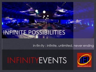 in-fin-ity : infinite, unlimited, never ending
INFINITE POSSIBILITIES
 