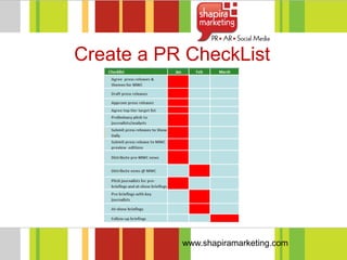 Create a PR CheckList




           www.shapiramarketing.com
 