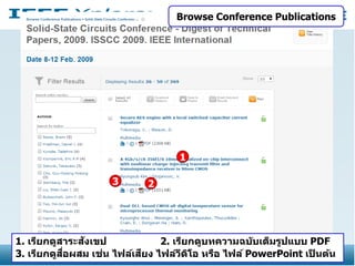 Browse Conference Publications

1
3

2

ั
1. เรียกดูสาระสงเขป
2. เรียกดูบทความฉบ ับเต็มรูปแบบ PDF
ื่
่
ี
3. เรียกดูสอผสม เชน ไฟล์เสยง ไฟล์วดโอ หรือ ไฟล์ PowerPoint เปนต้น
ี ิ
็

 