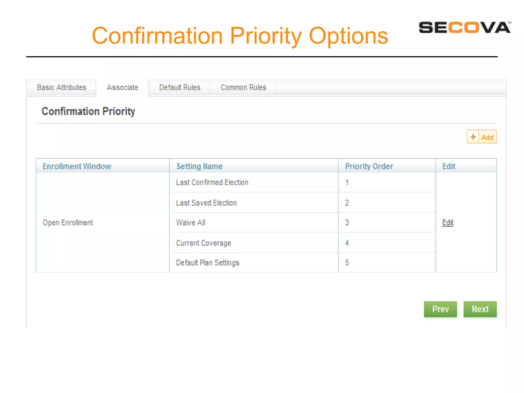 Confirmation Priority Options
 