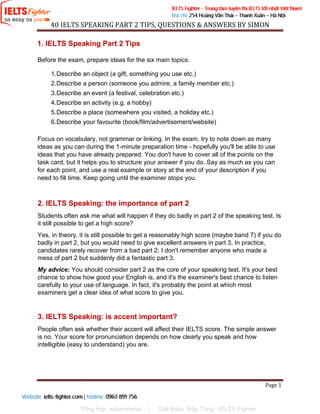 {Ielts fighter} - ielts speaking part 2 by simon | PDF