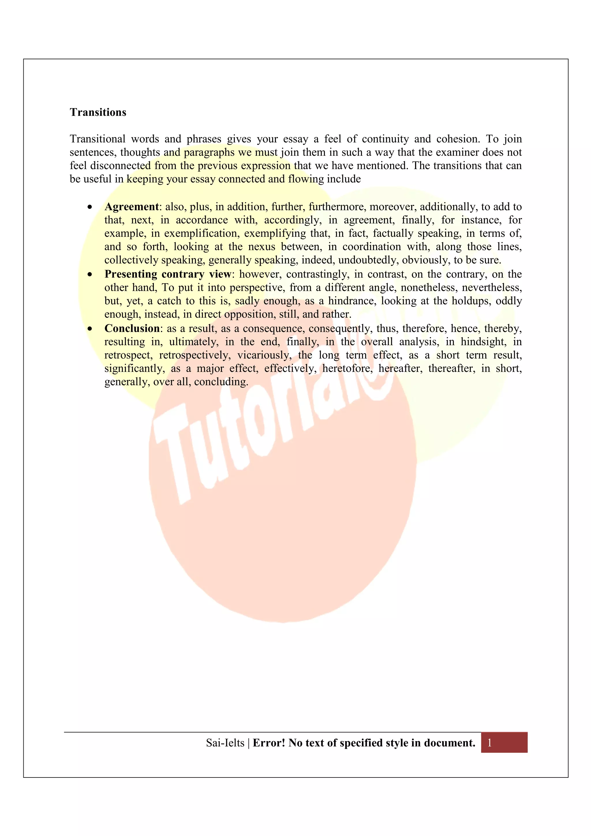 Ielts transitions | PDF