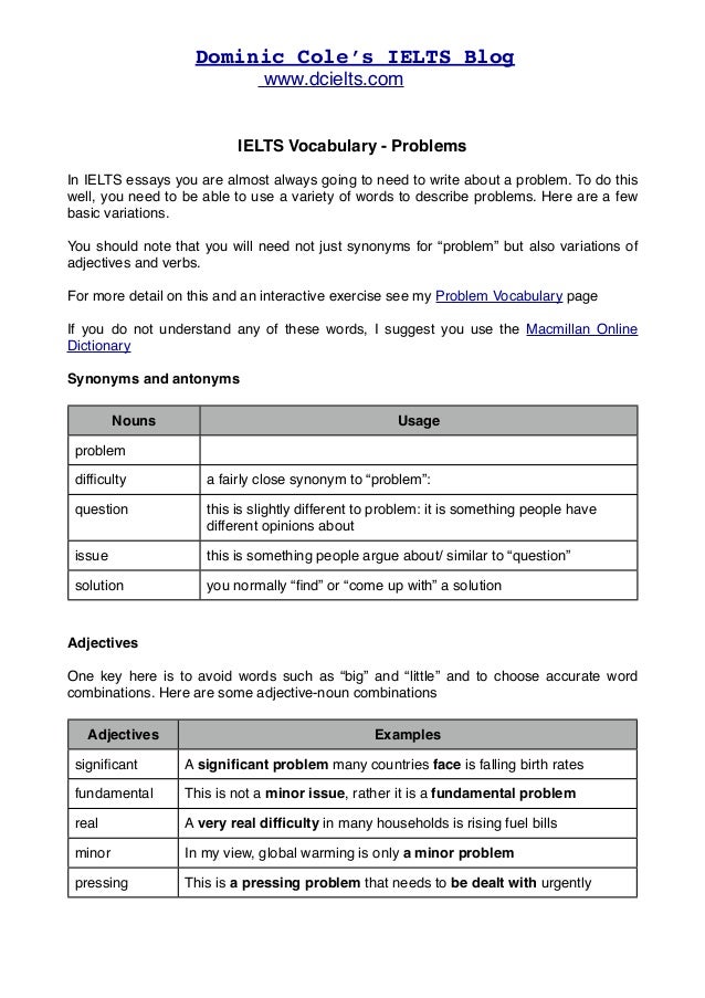Ielts Vocabulary Problem