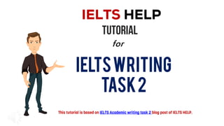 IELTS HELP
IELTSWRITING
TASK2
This tutorial is based on IELTS Academic writing task 2 blog post of IELTS HELP.
for
 