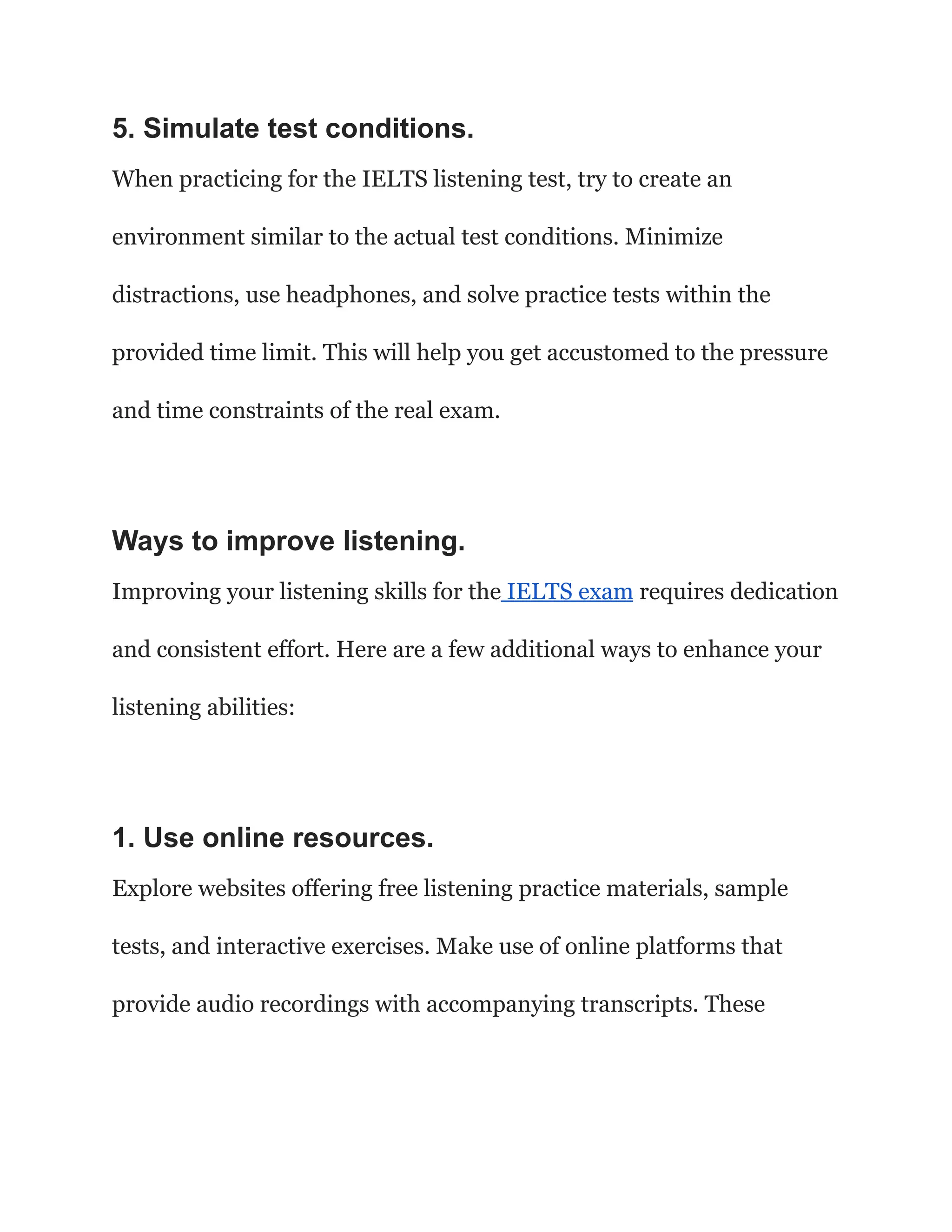 How to Improve Your Listening Skills for the IELTS Exam. | PDF