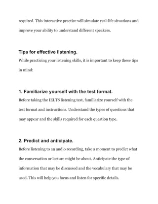How to Improve Your Listening Skills for the IELTS Exam. | PDF