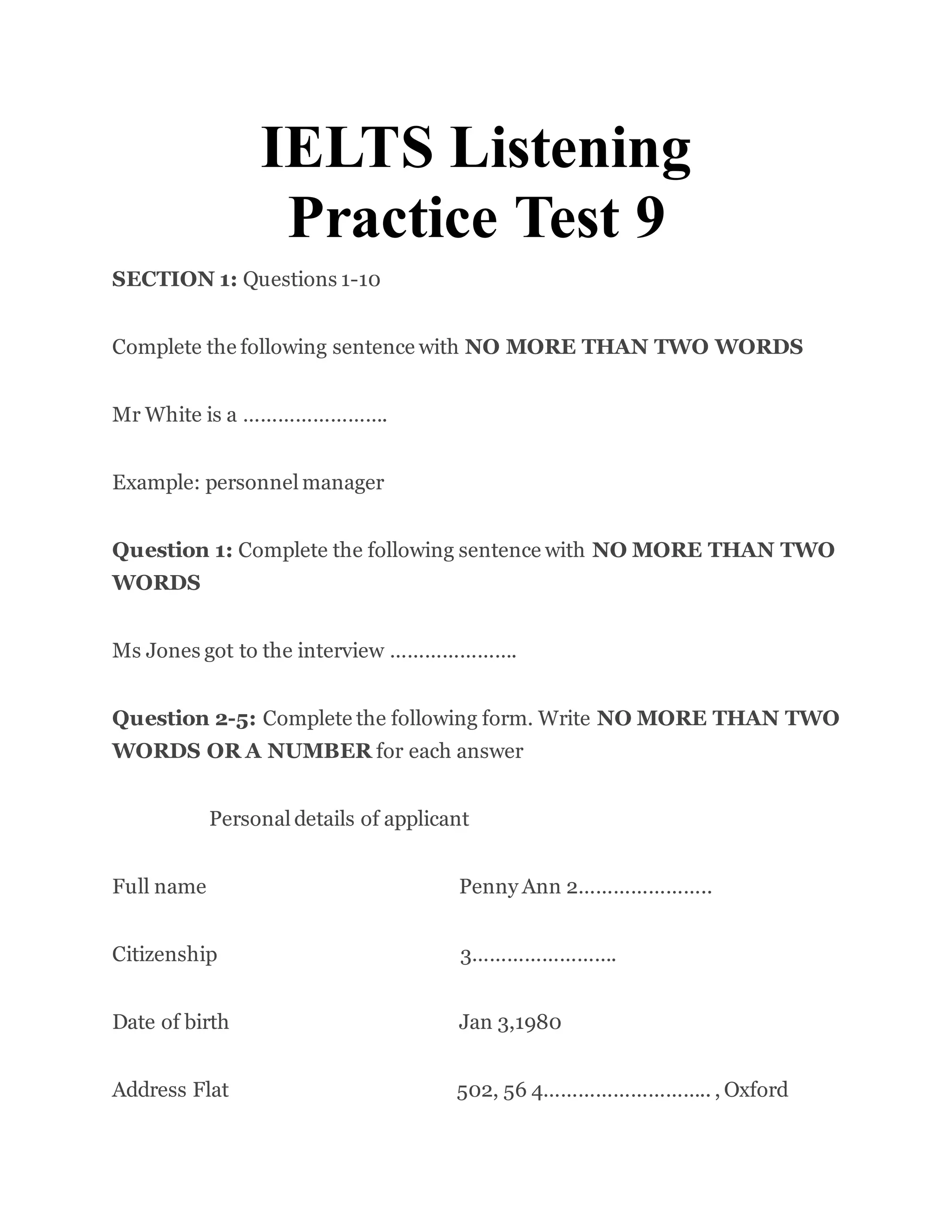 Ielts listening practice test 9- ieltsmaterial.com