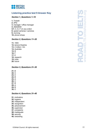 Ielts mock answer key | PDF
