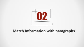 02
Match Information with paragraphs
 