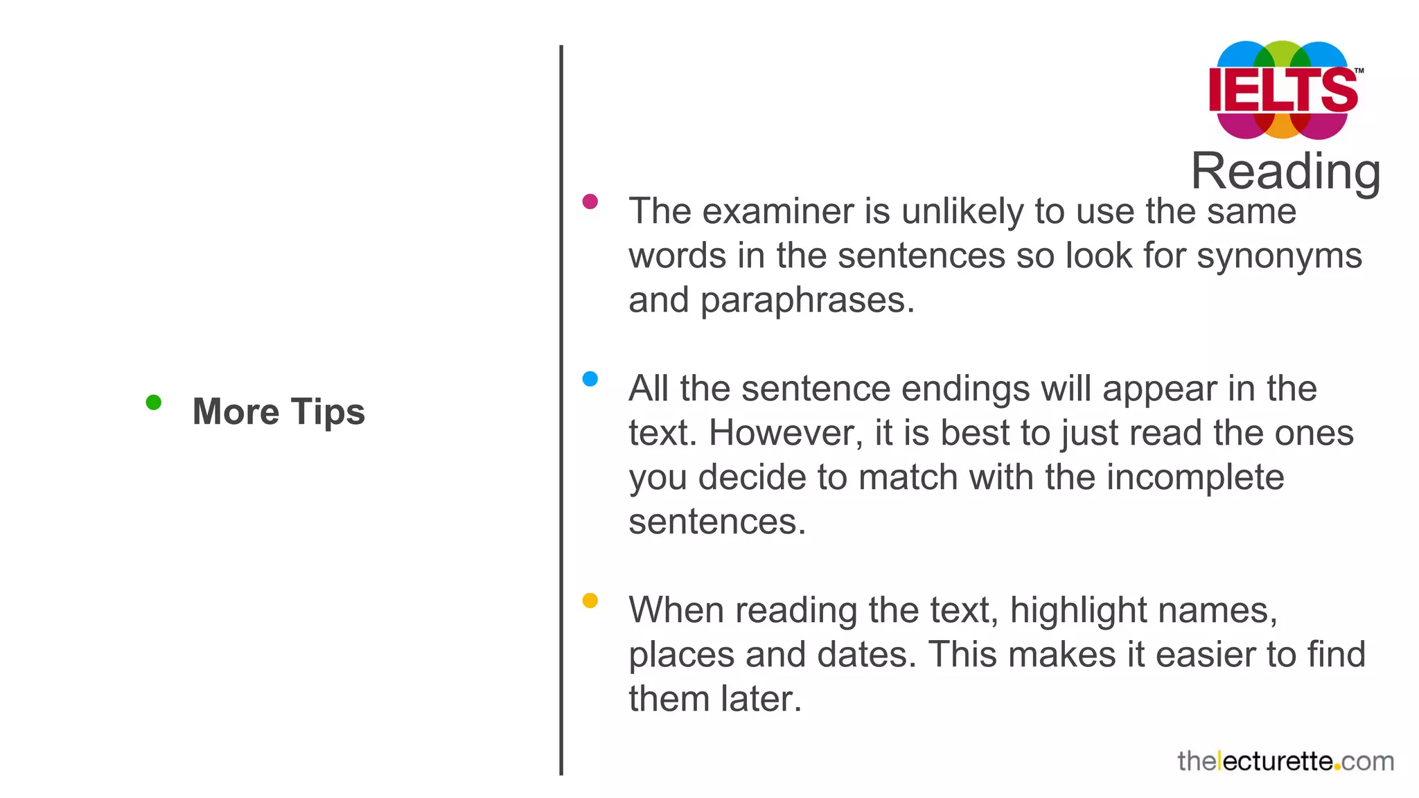 IELTS Reading: Matching Sentence Endings | PPTX