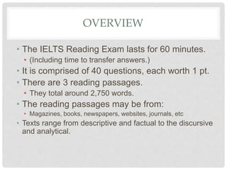 Overview of the IELTS Reading Exam | PPTX
