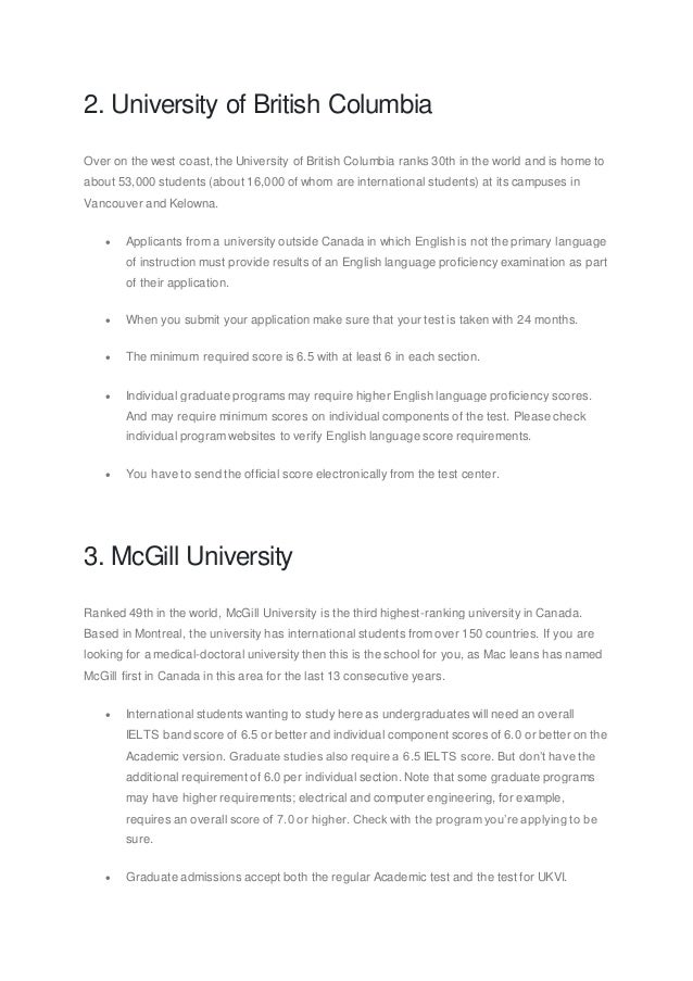 Ielts score requirements for canada