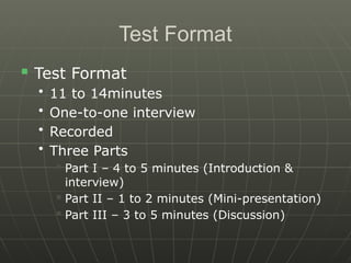 IELTS Speaking INTERNATIONAL ENGLISH LANGUAGE TESTING SYSTEM | PPT