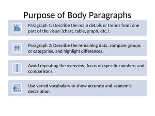IELTS Task1 Body Paragraphs Guide Paragraph 1 and 2 | PPTX