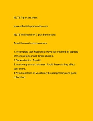 Ielts tip  for 7 plus band score in Essay Writing