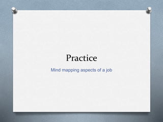 Practice
Mind mapping aspects of a job
 