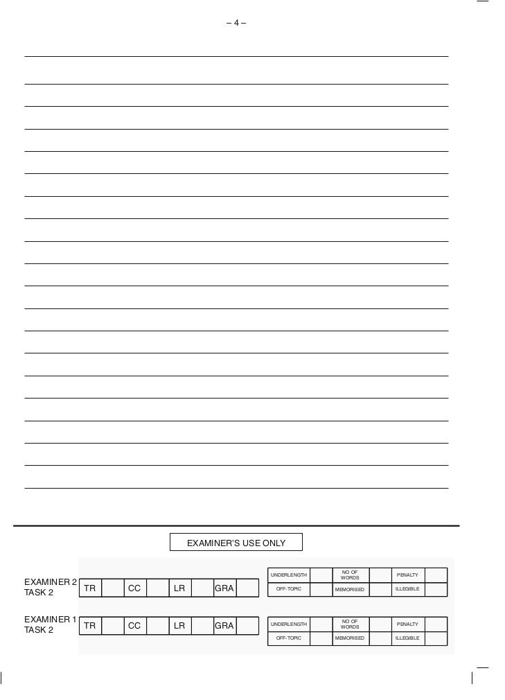 Ielts Writing Answer Sheet