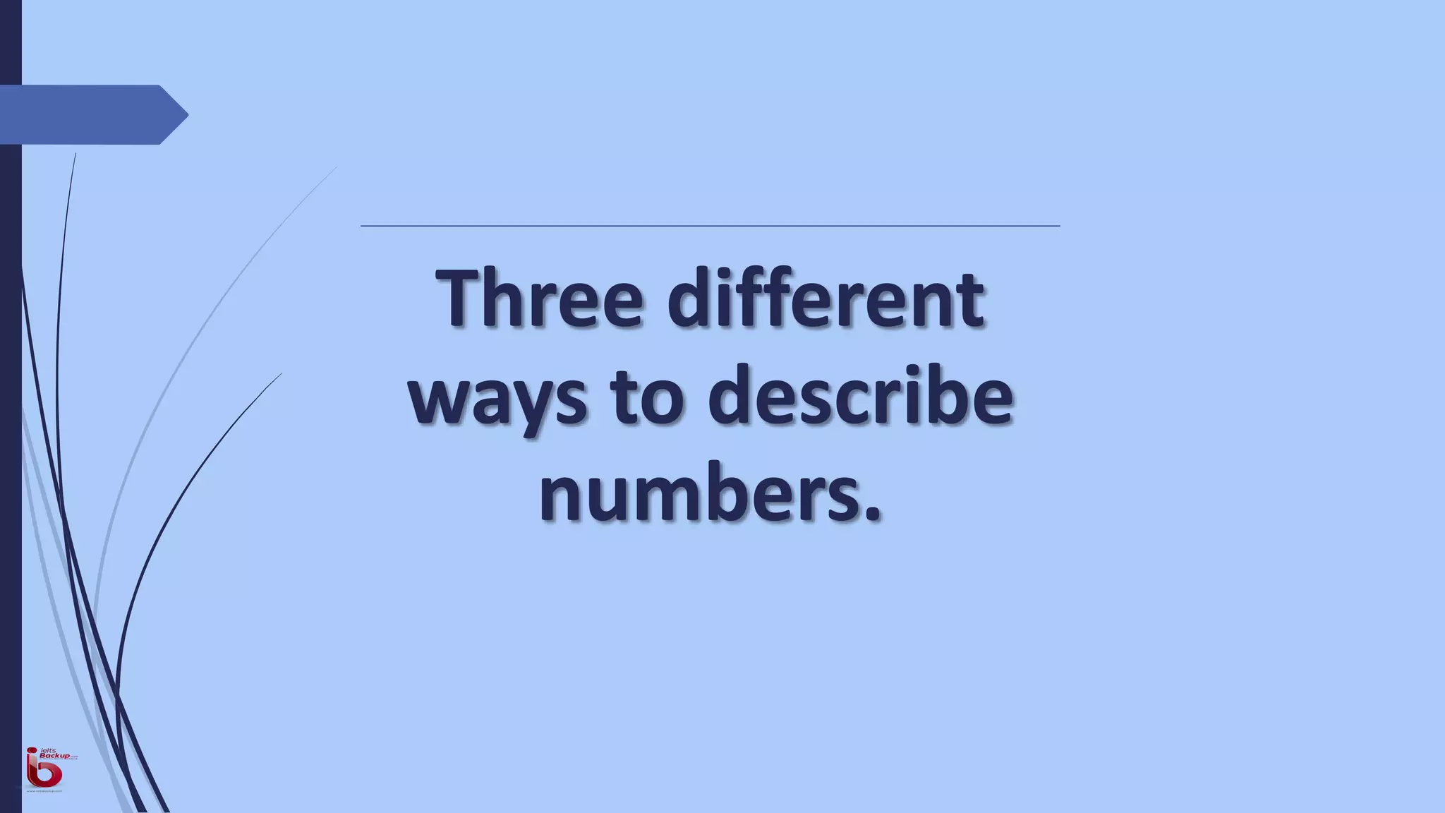 Three different
ways to describe
numbers.
 