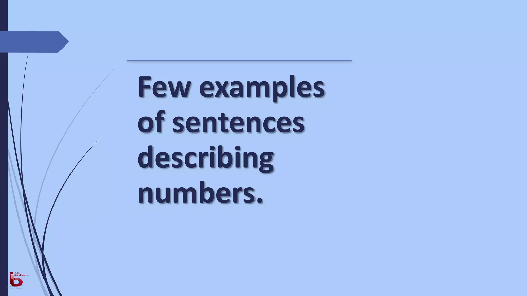 Few examples
of sentences
describing
numbers.
 