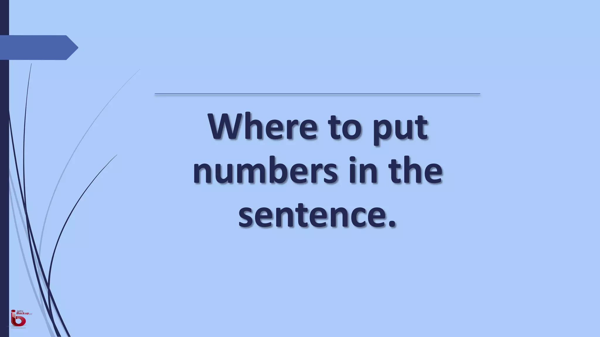 Where to put
numbers in the
sentence.
 
