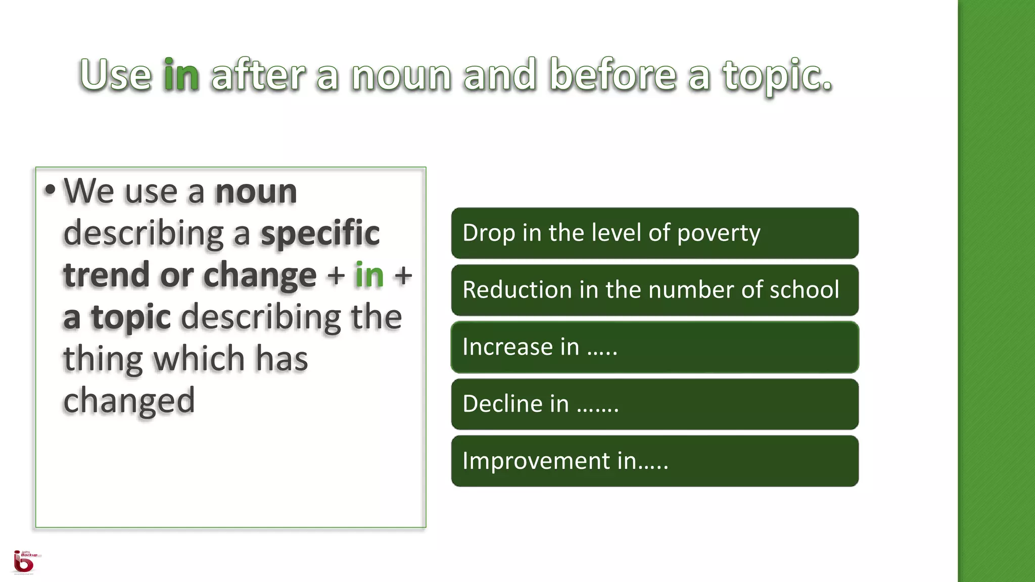 IELTS Writing Task 1 - Prepositions for IELTS Writing Task 1 Graphs | PPTX
