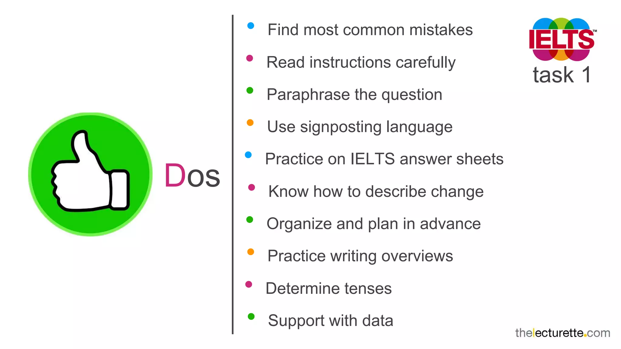 IELTS Writing Task 1: Dos and Donts | PPTX | Educational Assessment ...