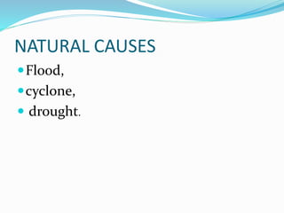 NATURAL CAUSES
Flood,
cyclone,
 drought.
 