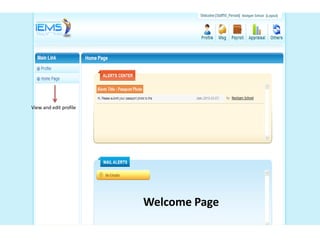View and edit profile
Welcome Page