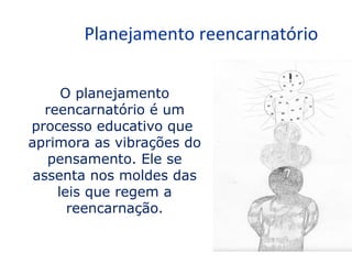 Planejamento reencarnatório

      O planejamento
   reencarnatório é um
processo educativo que
aprimora as vibrações do
   pensamento. Ele se
 assenta nos moldes das
     leis que regem a
       reencarnação.
 