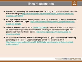 links relacionados

 IX Foro de Ciudades y Territorios Digitales 2012 Ing.Rodolfo Laffitte presentación de
  Urbanismo Di...