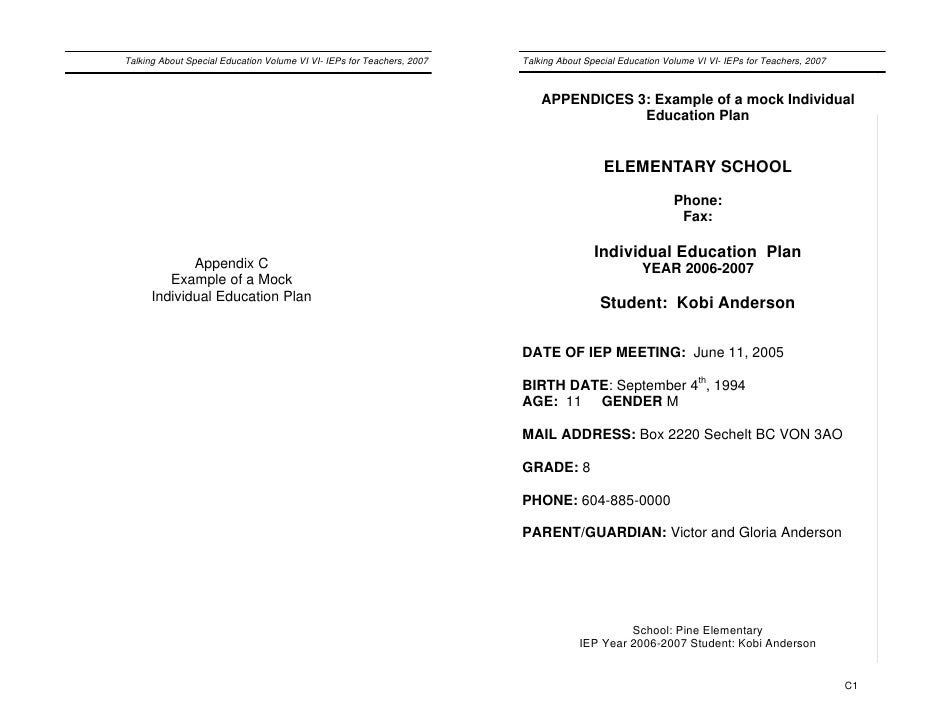 blank iep form template