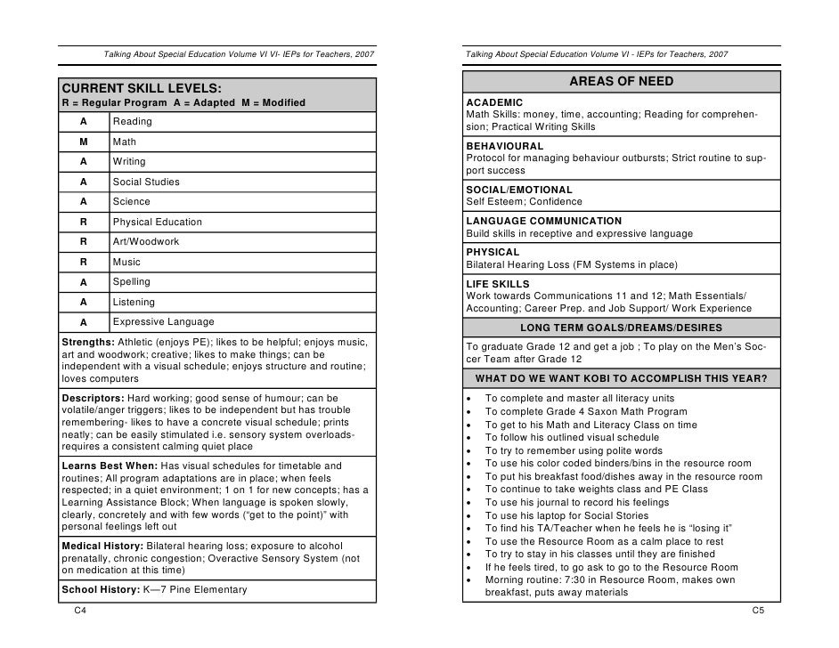 iep document iep format special education