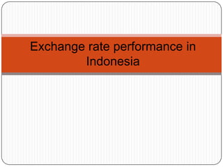 Exchange rate performance in
Indonesia

 
