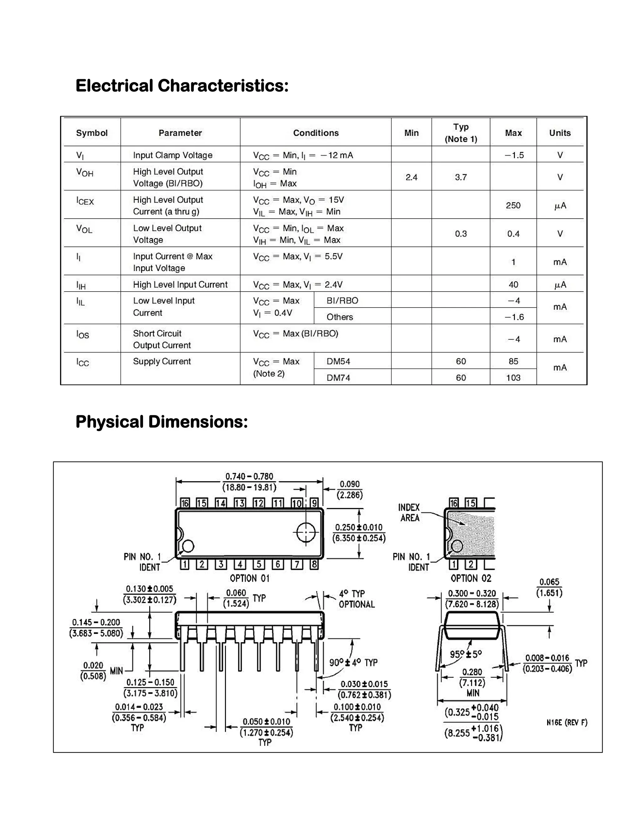 Electrical Characteristics:

Physical Dimensions:

 