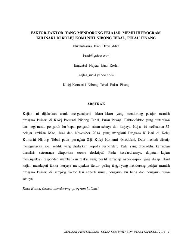 Kertas kajian faktor-faktor yang mendorong pelajar memilih Kertas kajian faktor-faktor yang mendorong pelajar memilih
