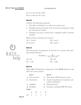 Ies electronics engineering - control system | PDF