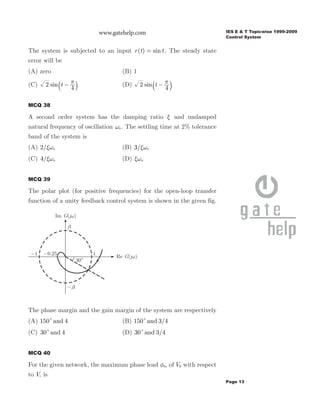 Ies electronics engineering - control system | PDF