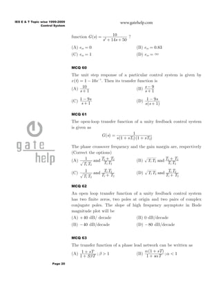 Ies electronics engineering - control system | PDF
