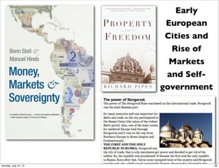 Early
European
Cities and
Rise of
Markets
and Self-
government
20Sunday, July 15, 12
 