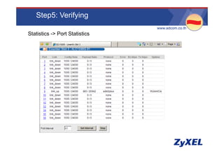 Step5: Verifying
                                •www.adcom.co.th
Statistics -> Port Statistics
 