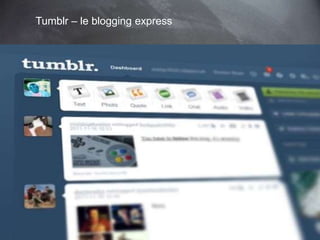 27 
Tumblr – le blogging express 
This work is licensed under a Creative Commons Attribution-NonCommercial 4.0 International License. @medhi 
 
