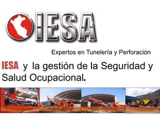 Expertos en Tunelería y Perforación

IESA y la gestión de la Seguridad y
Salud Ocupacional.
 