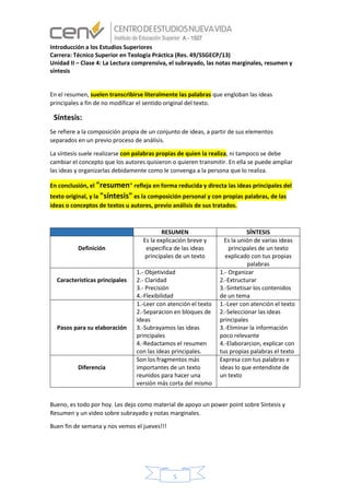 Notas Marginales Ies clase 4 la lectura comprensiva, el subrayado, notas marginales ...