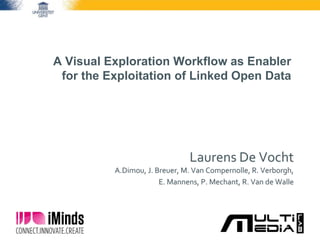 A Visual Exploration Workflow as Enabler 
for the Exploitation of Linked Open Data 
Laurens De Vocht 
A.Dimou, J. Breuer, M. Van Compernolle, R. Verborgh, 
E. Mannens, P. Mechant, R. Van de Walle 
 
