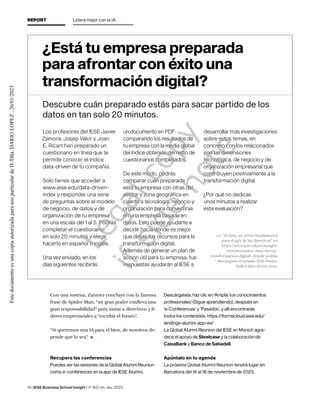 REPORT Lidera mejor con la IA
18 | IESE Business School Insight | no
163 | en.-abr. 2023
Con una sonrisa, Zamora concluye ...